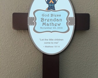 Personalized Christian Cross With Bible Verse - Boy Baptism Gift