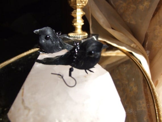 Poe Raven Statement Earrings / Cute Black Bird Statement Earrings / Delicate Steampunk Jewelry / Unique Gift / Cute ! by MajesticMenagerie steampunk buy now online
