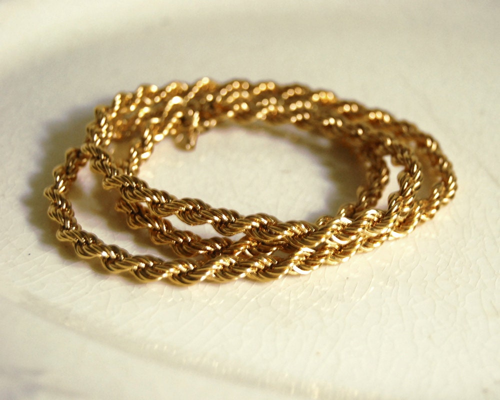Vintage Monet Necklace Gold Tone Metal Twisted by CalloohCallay