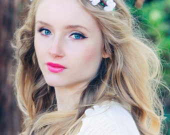 bridal headpiece, wedding accessories, bridal headband, white cherry blossom crown