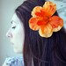 BLOOD ORANGE HIBISCUS -- Sexy Hawaiian Summer Luau Hibiscus Flower Pin Up Hair Clip Destination Island Wedding Beach Bridal Bride Headpiece