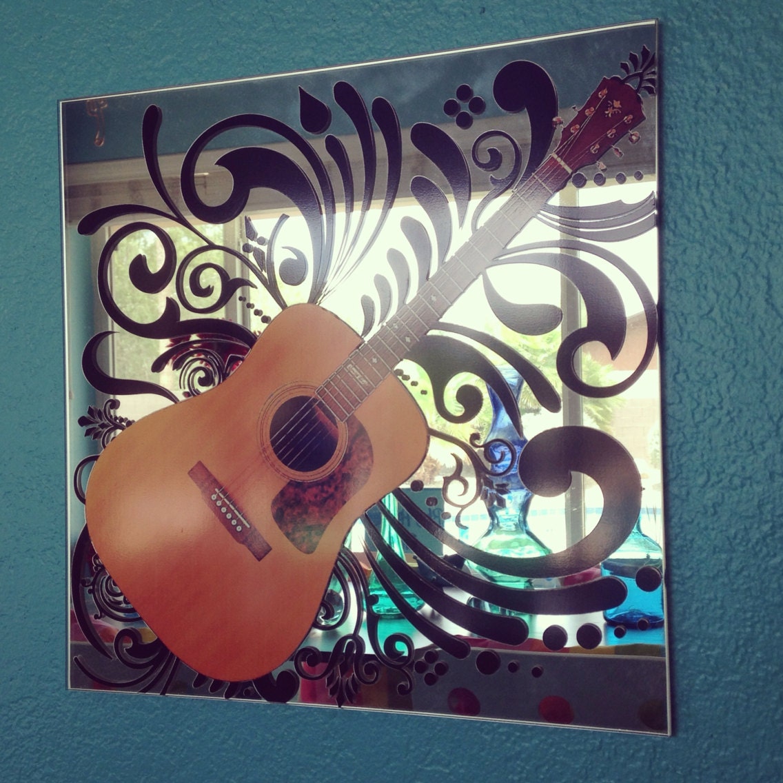 Guitar Mirror Art Wall Decor Wall Vinyl by