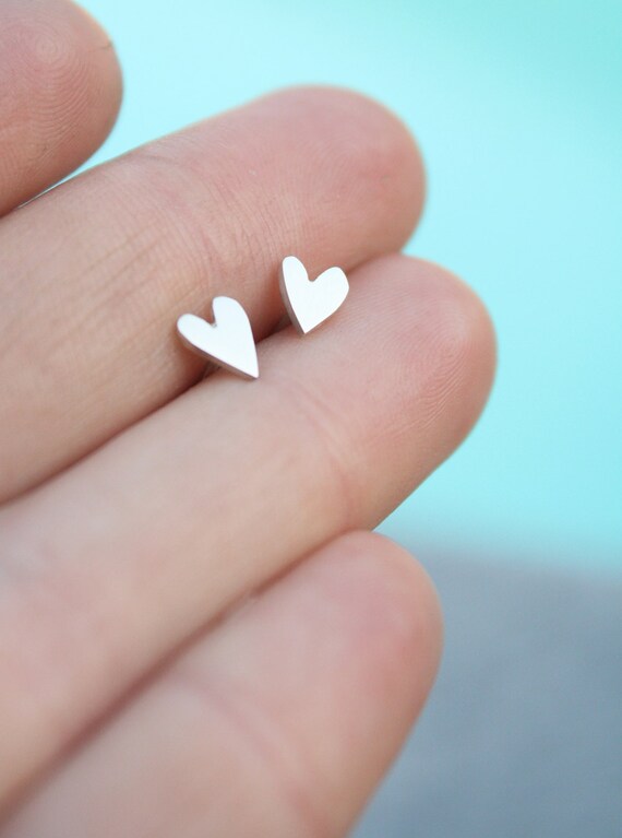 sweetheart love studs tiny heart earrings sterling silver