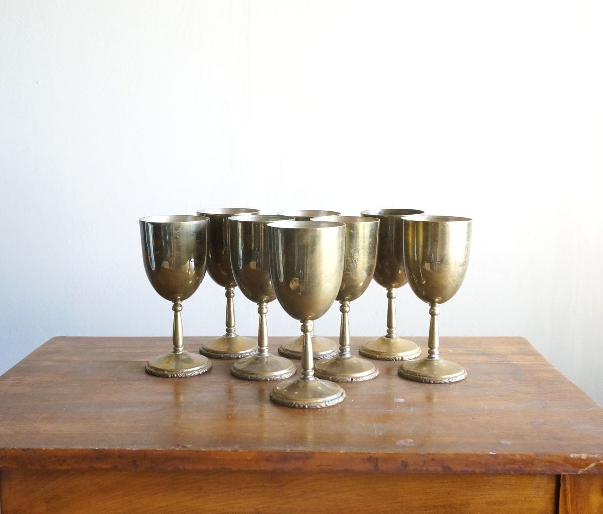 Vintage Brass Goblets Set of 8