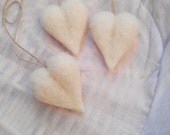 3 Wool Hearts, Decoration, Needle Felted Hearts