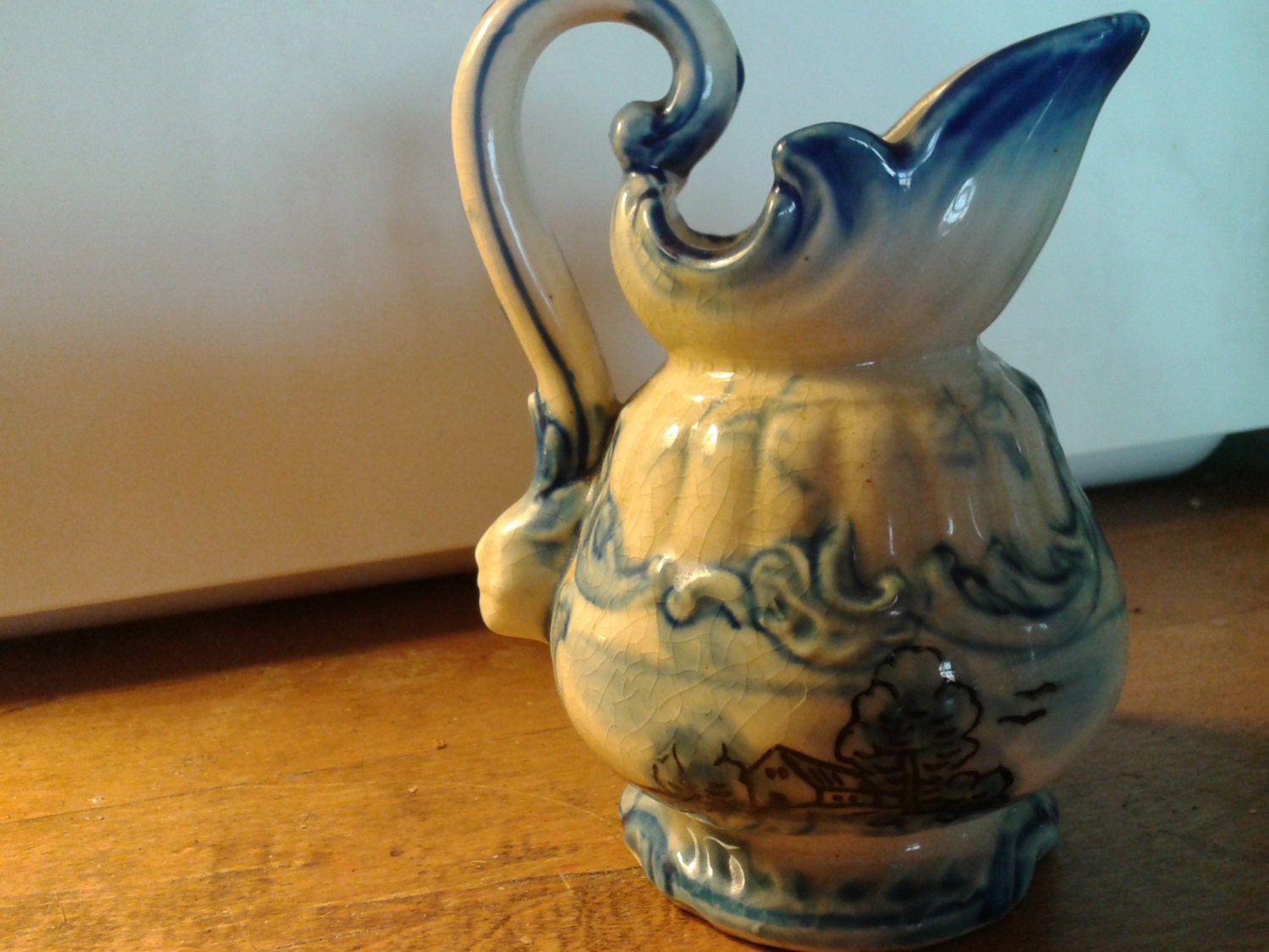 Hand Painted PORCELAIN CREAMER Made in JAPAN Blue & White with