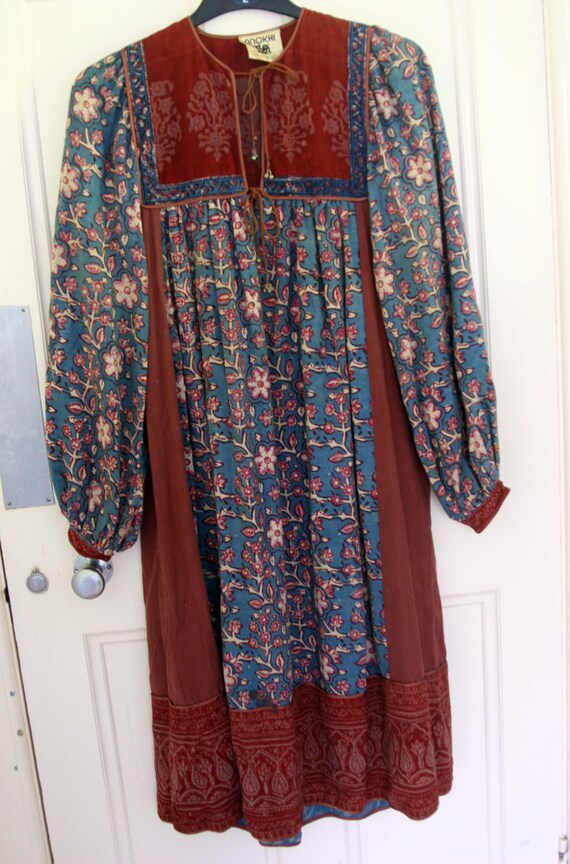 Vintage Anokhi Womens Dress Festival Ethnic Hippy Boho