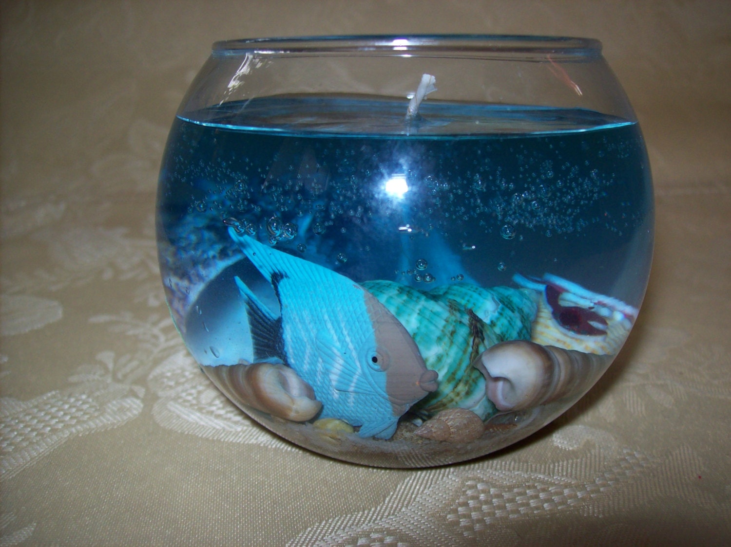 Fun Beach Fish Art gel Candle Seashells HousewaresHome