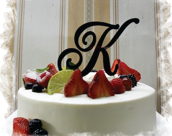 Monogram Wedding Cake Topper - 5"or 6" Beautiful Single Monogram letter Cake Topper ( Special Custom Made Initial Wedding Topper )