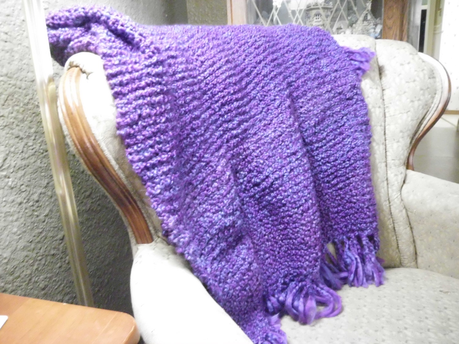 PRAYER SHAWL SOFT Dark Purple Knit
