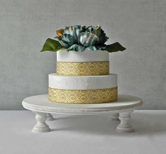  14  Inch  Rustic Cake  Stand  Round Wedding  Cake  Stand  Whitewash