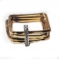 Square ring - 18kt yellow gold and diamonds