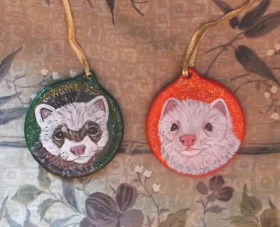 ferret custom hand painted christmas ornament decoration ferret custom hand painted christmas ornament decoration