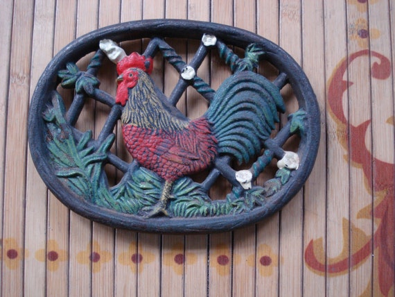 vintage wallpaper rooster Trivet Cast 1920s Vintage 2013667 Rooster Iron