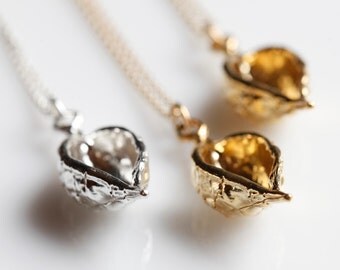 Simple pod pendant, sterling silver or brass necklace, made to order, gravalia pods