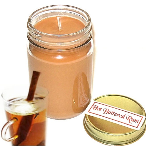 Hot Buttered Rum Scent Mason Jar Candle 12 Oz Handmade