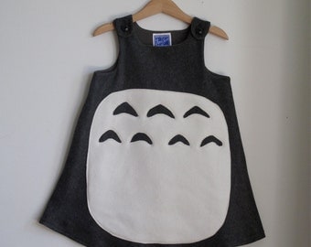 My Neighbor Totoro Costume Dress in Gray Fleece, Girls Halloween Costume, Toddler Costume, Baby Costume, Baby Dress, Toddler Dress, NB to 6
