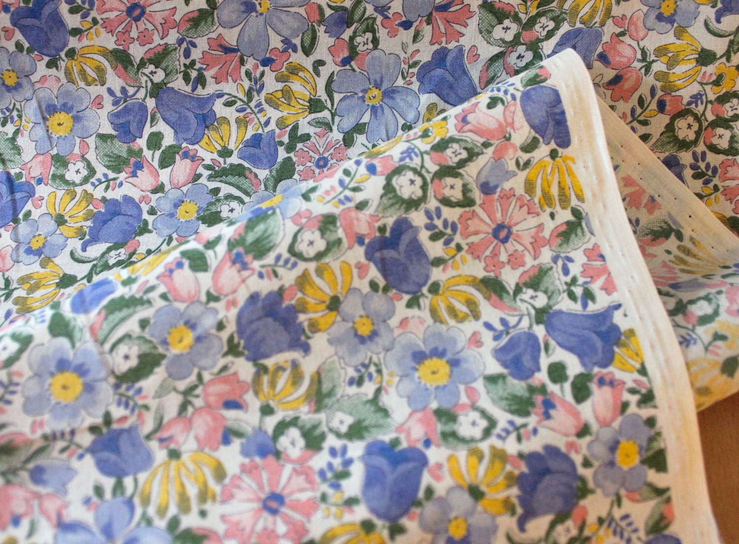 Japanese Fabric Yuwa cotton lawn floral A blue