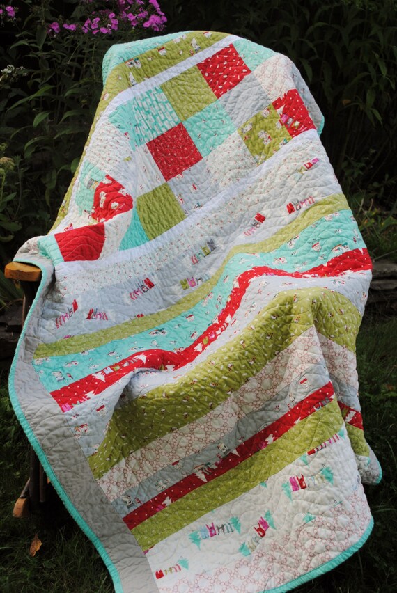 Baby Toddler Quilt or Lap Quilt Moda fabric by sweetjane on Etsy