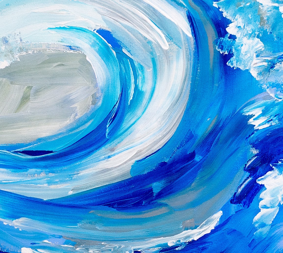 Sea art Wave painting Original abstract oil painting blue sea