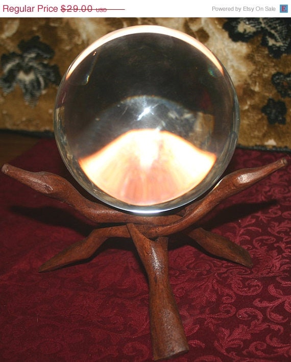 SALE Large Carved Wood 3 Legged Crystal Ball by theblackcatcloset