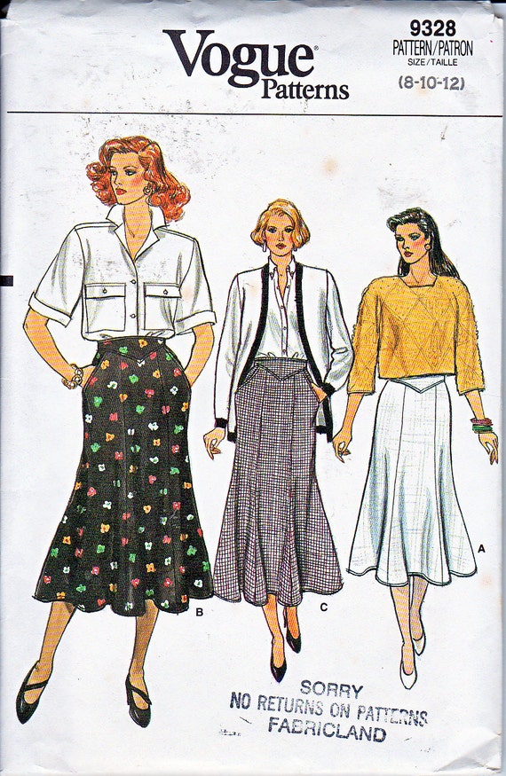 Vogue 9328 Flared Skirt Sewing Pattern Sizes 8-12 Out of Print