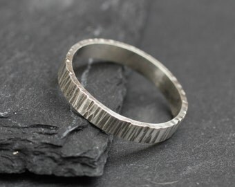 Tree Bark Ring; Sterling Silver Textured Ring