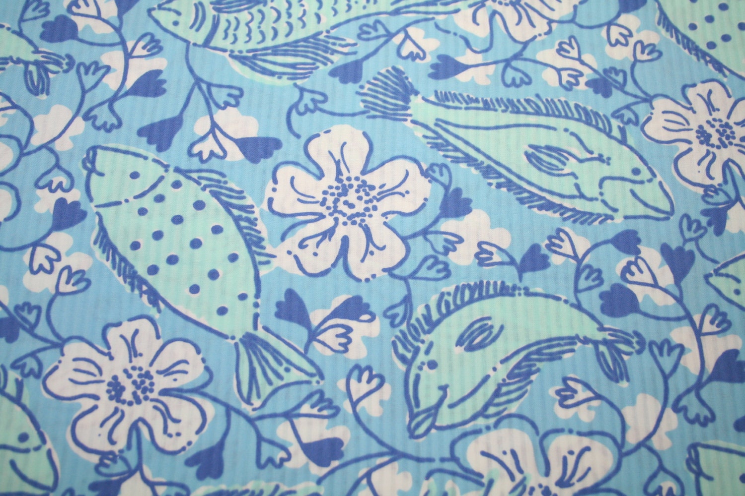 Lilly Pulitzer fabric BLUE FISH 100% cotton