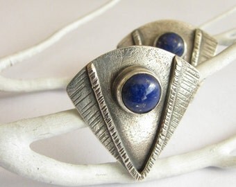 Lapis Lazuli Earrings, Contemporary Earrings, Geometric Earrings, Sterling Silver Earrings, Lapis Jewelry, Post Earrings, Silver Jewelry
