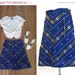 vintage 70s Skirt / Ikat Wrap Around / Bohemian / Hippie / Market / Blue