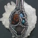 Fire Agate, Kyanite, Turquoise, and Tourmaline Oxidized Silver Wire Wrap Pendant