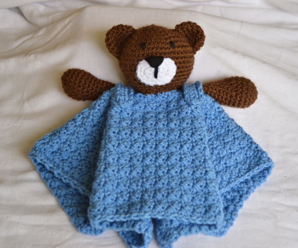 crochet bear lovey blanket