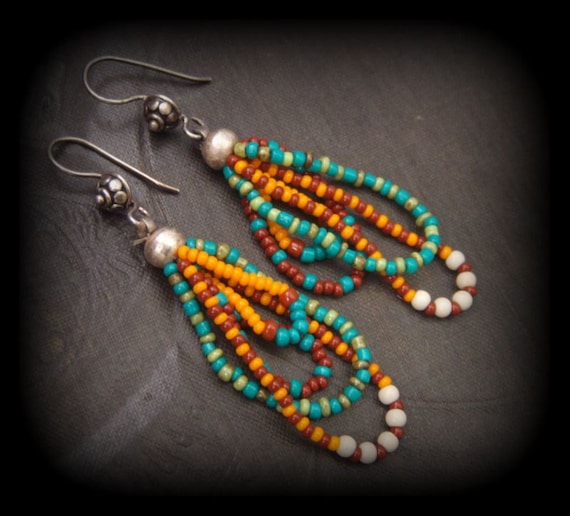 Download Glass Seed Bead Looped Gypsy Dangle Beaded Earrings