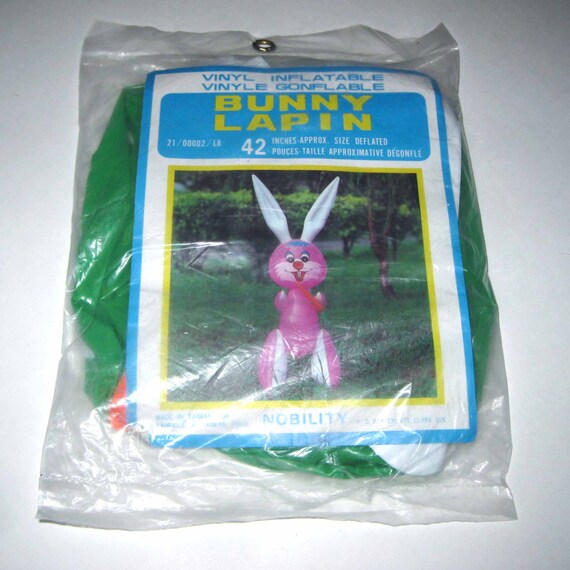 Vintage Inflatable Blow Up Green Easter Bunny in Original