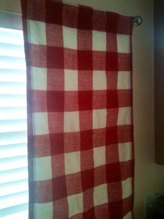 2 Red Gingham kitchen Curtains Lined