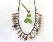 jasper and silver necklace, wire wrap rustic necklace