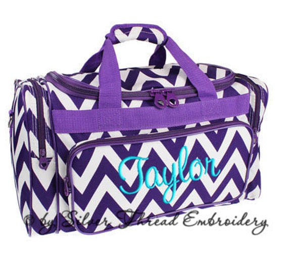 Personalized Duffle Bag Chevron Purple White Ballet Dance Travel