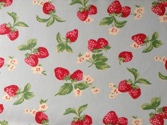 3426 Cath Kidston Strawberry Light Blue Cotton Canvas by boqinana