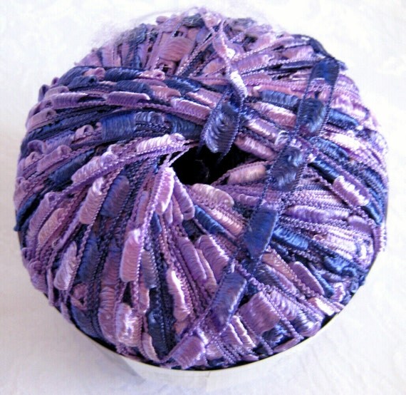 Ladder Ribbon Yarn AMETHYST purple blue trellis yarn by crochetgal