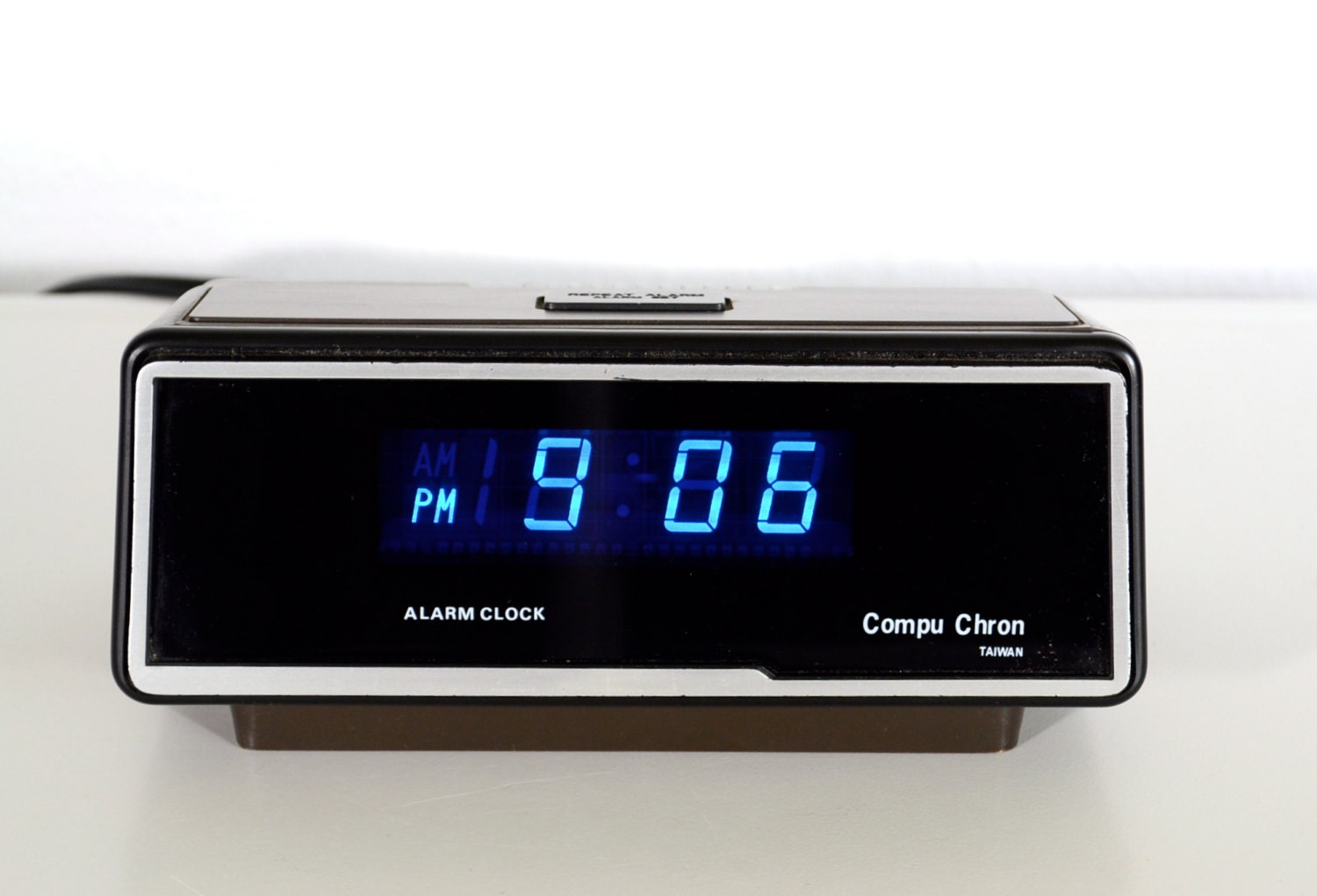 70 s Vintage Compu Chron Alarm Clock With Blue LED