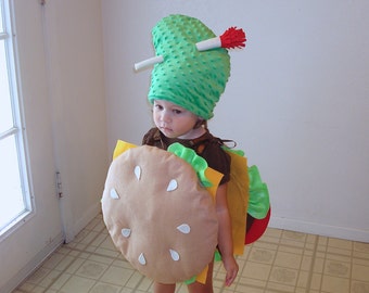 Kids Costume Cheeseburger Hamburger Halloween Costume Purim Dress Up Photo Prop Boys Costume Pickle Costume Children Toddler