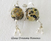Lampwork  Glass Dangle Earrings - SRA Handmade -  Earth Tones
