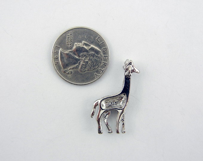 Silver-tone Giraffe Pendant Rhinestones