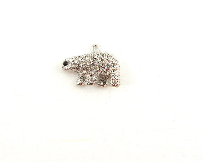 Small Rhinestone Polar Bear Charm Pendant