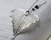 Large Fallen Silver Birch Leaf Necklace - REAL Birch Leaf