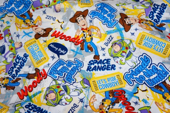 Disney Fabric Toy Story Print Woody Buzz by beautifulwork on Etsy