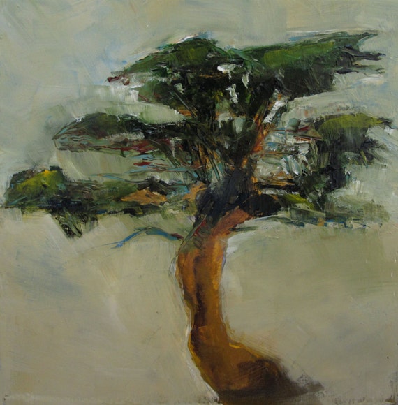 ORIGINAL CALIFORNIA CYPRESS Tree Art Painting Oil