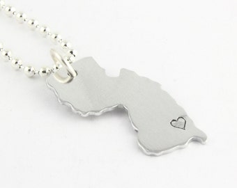 Personalized State of New Jersey Necklace - Hand Stamped State Outline - Jersey Girl