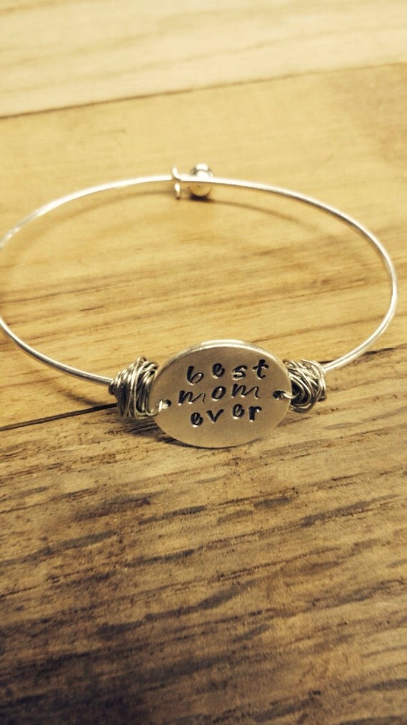 Items similar to Beautiful Best Mom Ever Handstamped Bracelet on Etsy