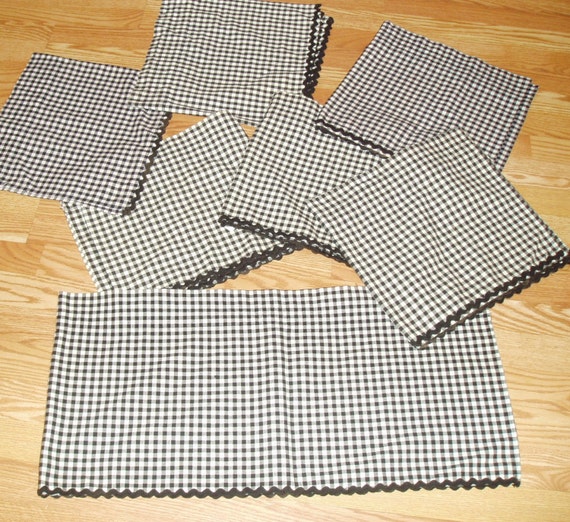 Black and White Gingham Check / Plaid Fabric Window Valance